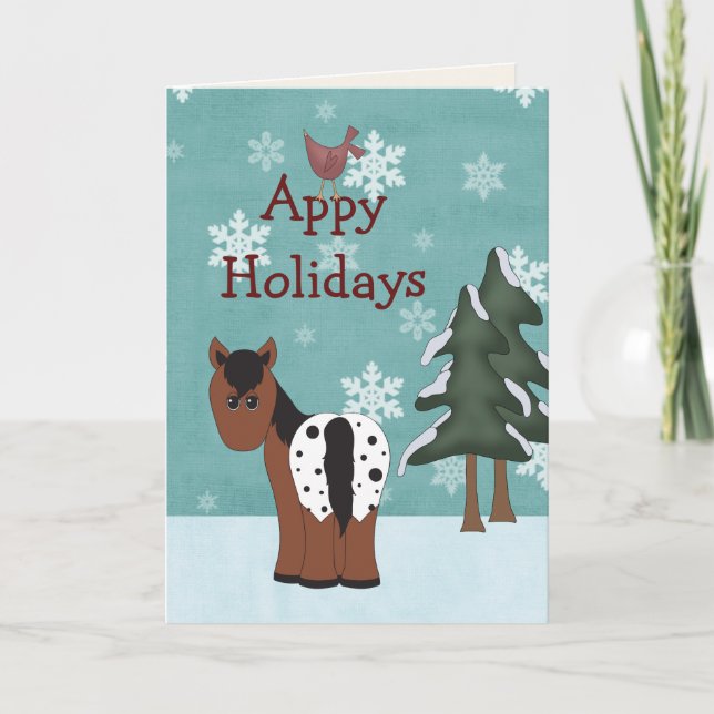 Appy Holidays Horse Christmas Greeting Card (Front)