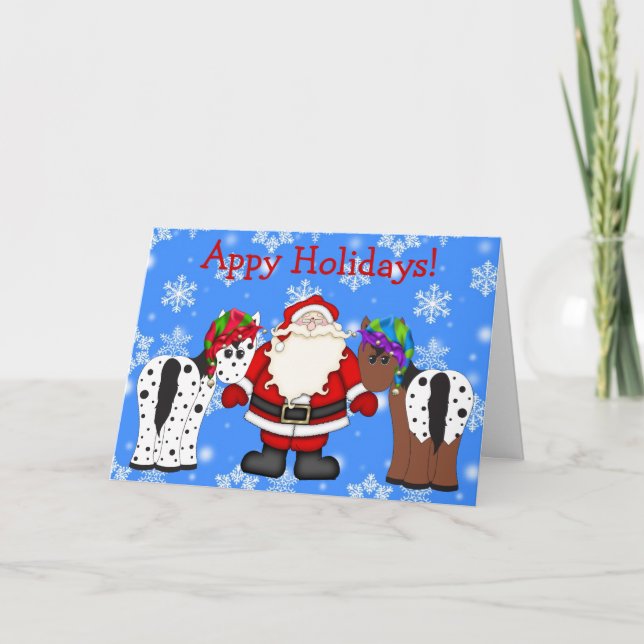 Appy Holidays Santa and Appaloosa Horses Christmas Holiday Card (Front)