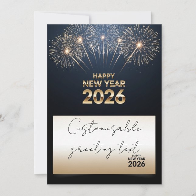 appy New Year 2026 Greeting Card – Golden Firework (Front)