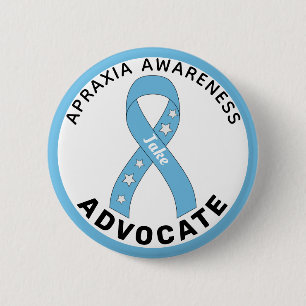 Apraxia Awareness Advocate Ribbon White Button