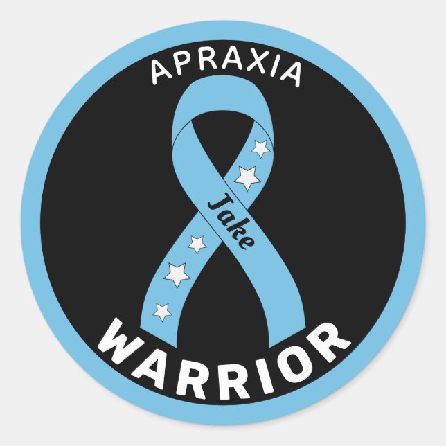 Apraxia Warrior Ribbon Black Round Sticker (Front)