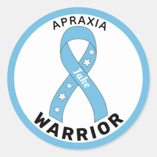 Apraxia Warrior Ribbon White Round Sticker