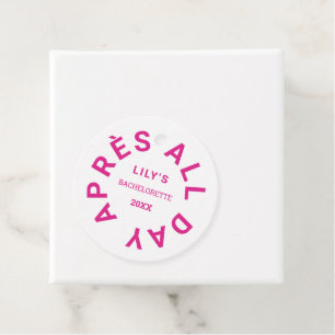 Après All Day Hot Pink Bachelorette Party Crest Favour Tags