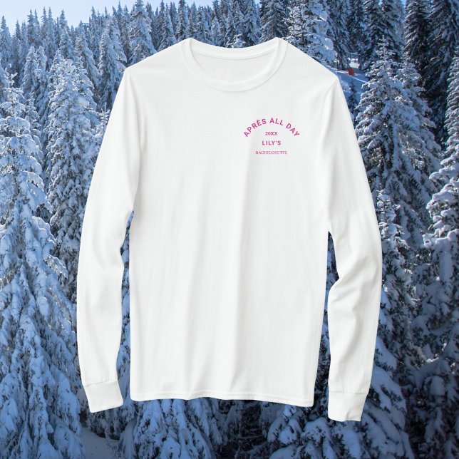 Après All Day Hot Pink Bachelorette Ski Crest T-Shirt (Creator Uploaded)
