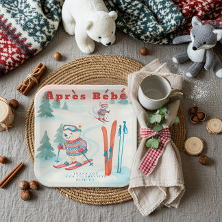 Après Bébé baby ski Polar bear Fox woodland Paper Plate