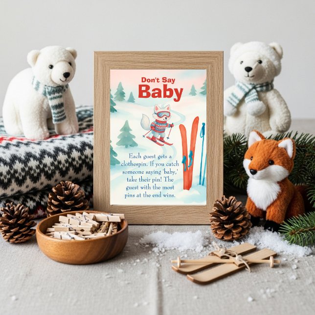 Après Bébé Ski Baby Don't Say Baby Game Sign  Invitation (Après Bébé Ski Baby Don't Say Baby Game Sign)