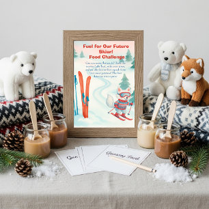 Après Bébé ski Baby Food Challenge Game Sign Invitation