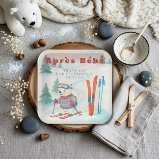 Après Bébé ski Polar Bear Paper Plate