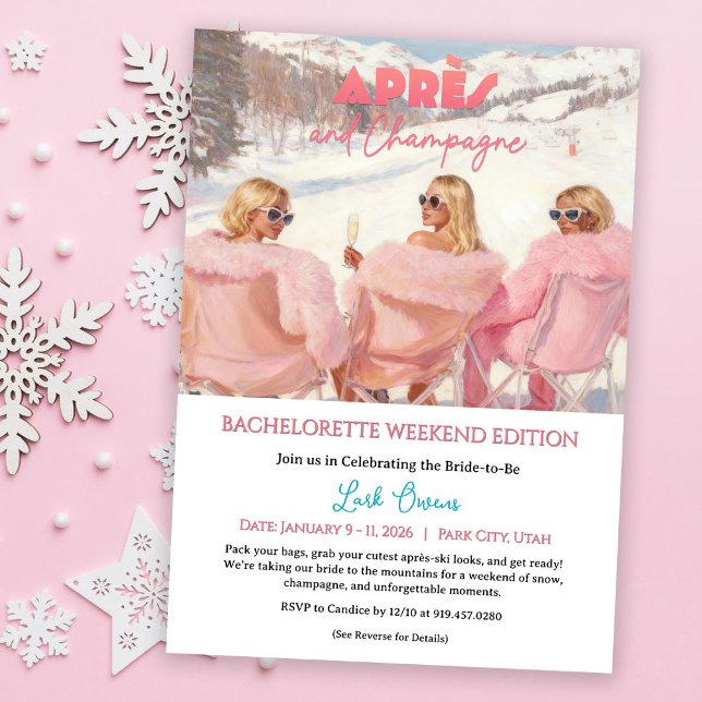 Après & Champagne Bachelorette Weekend Getaway Invitation (Creator Uploaded)