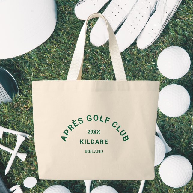 Après Golf Club Forest Green Golf Social Crest Large Tote Bag (Creator Uploaded)