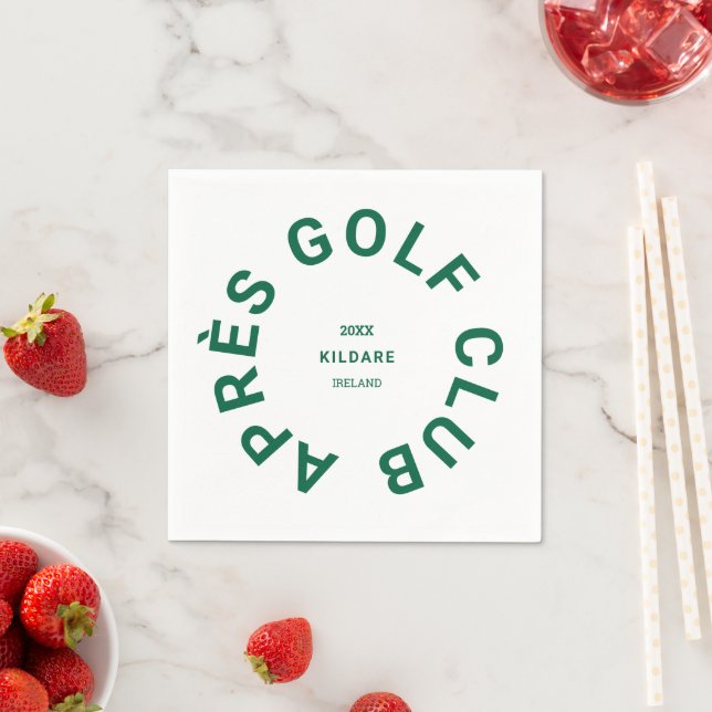 Après Golf Club Forest Green Golfers Social Crest Napkin (Insitu)