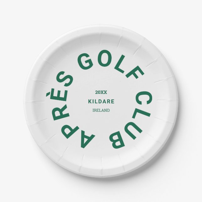 Après Golf Club Forest Green Golfers Social Crest Paper Plate (Front)