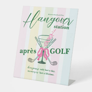 Aprés Golf Coquette Bachelorette Hangover Station Pedestal Sign