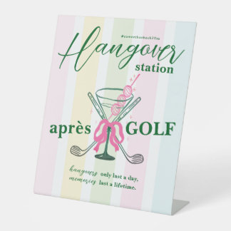 Aprés Golf Coquette Bachelorette Hangover Station Pedestal Sign
