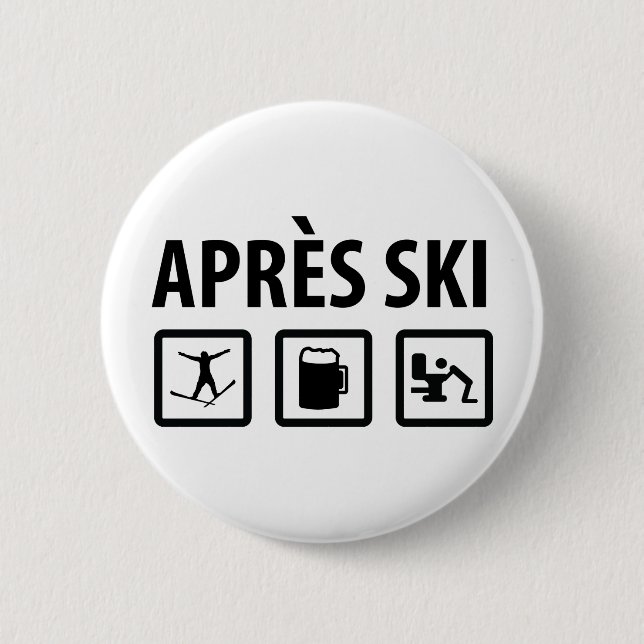 apres ski 6 cm round badge (Front)