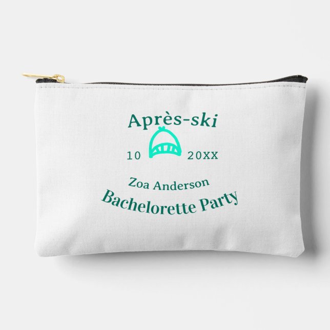 Après-ski bachelorette party turquoise hat name da accessory pouch (Front)