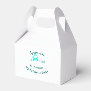 Après-ski bachelorette party turquoise hat name da favour box