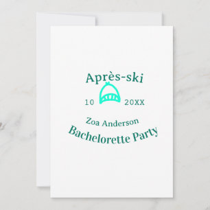 Après-ski bachelorette party turquoise hat name da invitation