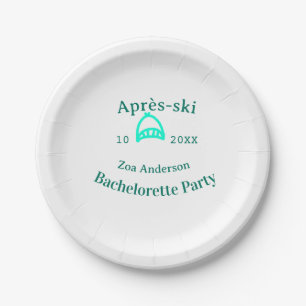 Après-ski bachelorette party turquoise hat name da paper plate