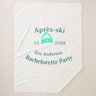 Après-ski bachelorette party turquoise hat name da sherpa blanket