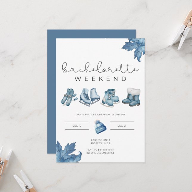 Apres ski bachelorette weekend itinerary  invitation (Front/Back In Situ)