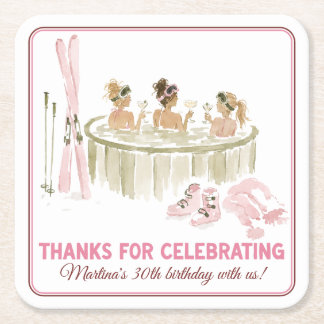 Après Ski Birthday Party Square Paper Coaster