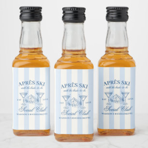 Apres Ski Blue Striped Bachelorette Liquor Bottle Label