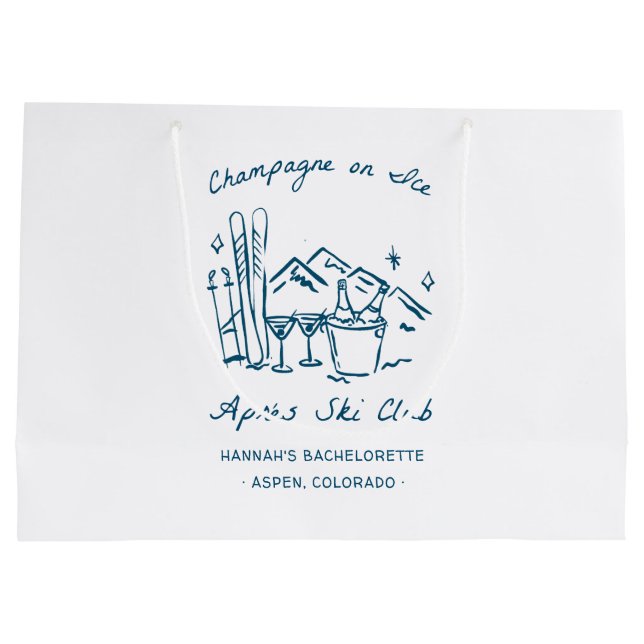 Après Ski Champagne on Ice Winter Bach Party Large Gift Bag (Back)