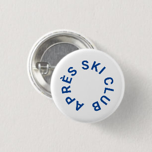 Après Ski Club Cool Blue Skiing 3 Cm Round Badge