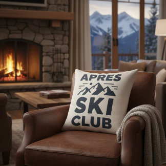 Apres Ski Club Mountain Logo - Custom Mens Winter Cushion