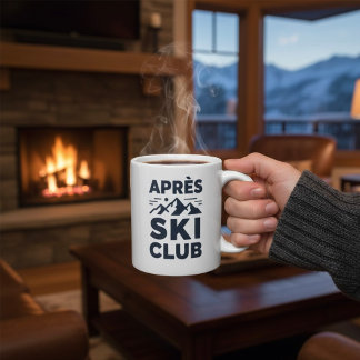 Apres Ski Club Mountain Logo - Custom Mens Winter Large Coffee Mug