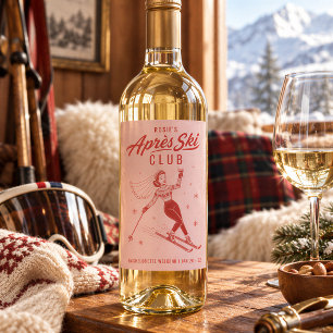 Apres Ski Club Pink Bachelorette Party Wine Label