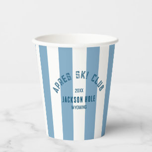 Apres Ski Club Retro Blue Stripe Ski Theme Party Paper Cups