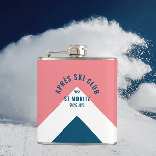 Après Ski Club Retro Pink Navy Travel Hip Flask