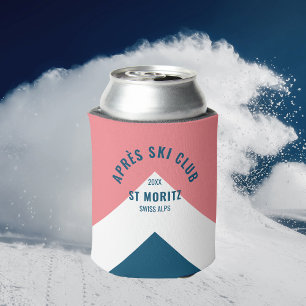 Après Ski Club Retro Pink White Navy Peak Winter Can Cooler