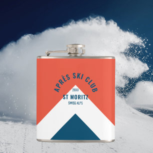 Après Ski Club Vintage Red Navy Travel Hip Flask