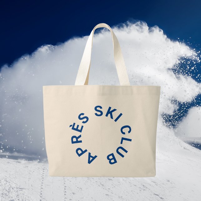 Après Ski Club Winter Blue Ski Resort Crest Large Tote Bag (Creator Uploaded)