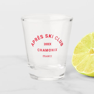 Après Ski Club Winter Red Ski Resort Crest Shot Glass