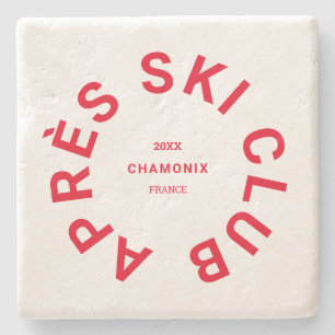 Après Ski Club Winter Red Ski Resort Crest Stone Coaster