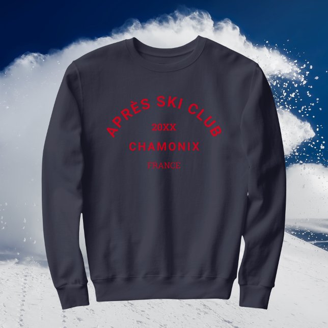 Après Ski Club Winter Red Ski Resort Crest Womens Sweatshirt (Creator Uploaded)