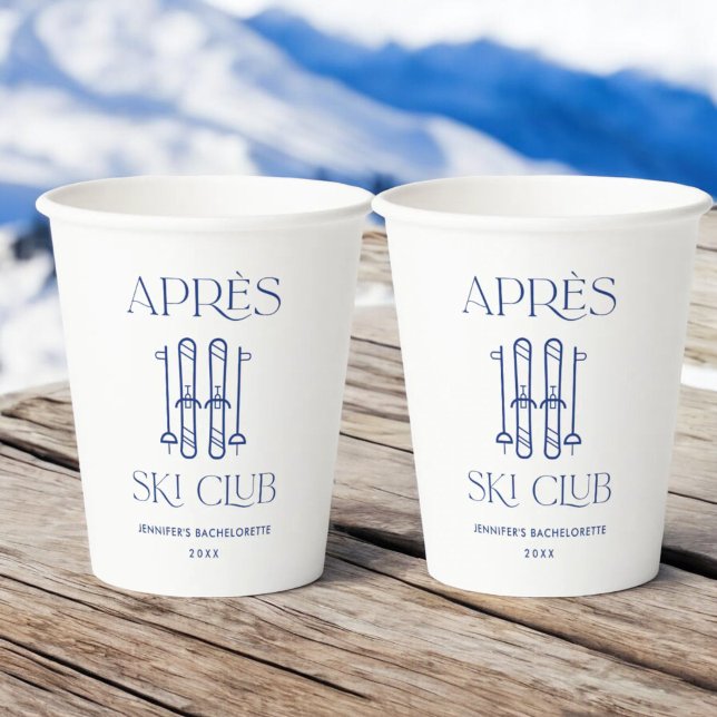 Apres Ski Club Winter Ski Bachelorette Party Paper Cups (Creator Uploaded)