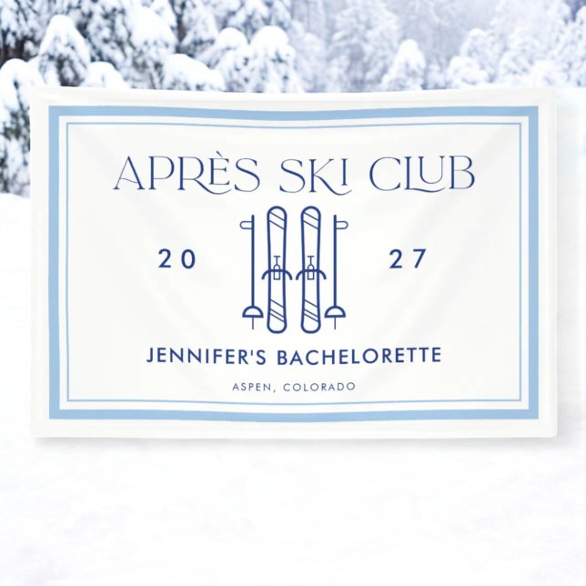 Apres Ski Club Winter Skiing Bachelorette Party Banner (Creator Uploaded)