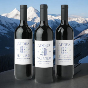 Apres Ski Club Winter Snow Ski Bachelorette Party Wine Label