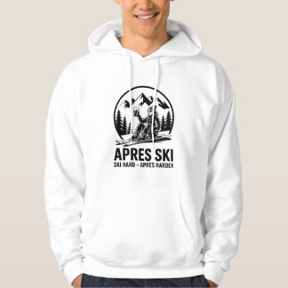 Après Ski Girl with Beer Mountain Sticker Hoodie