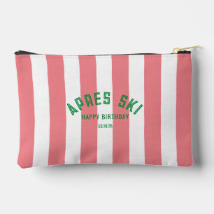 Apres Ski Happy Birthday Pink Cabana Stripe Accessory Pouch