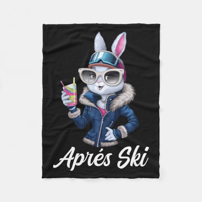 Apres Ski Hat Party Design Ski Bunny Skier Outfit  Fleece Blanket (Front)