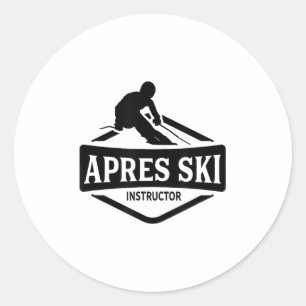 Apres Ski Instructor Party Afterski Skiing Skier _ Classic Round Sticker