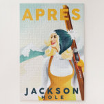 "Apres Ski Jackson Hole" Cool Retro Skiing Art Jigsaw Puzzle<br><div class="desc">Design by The Whiskey Ginger.</div>