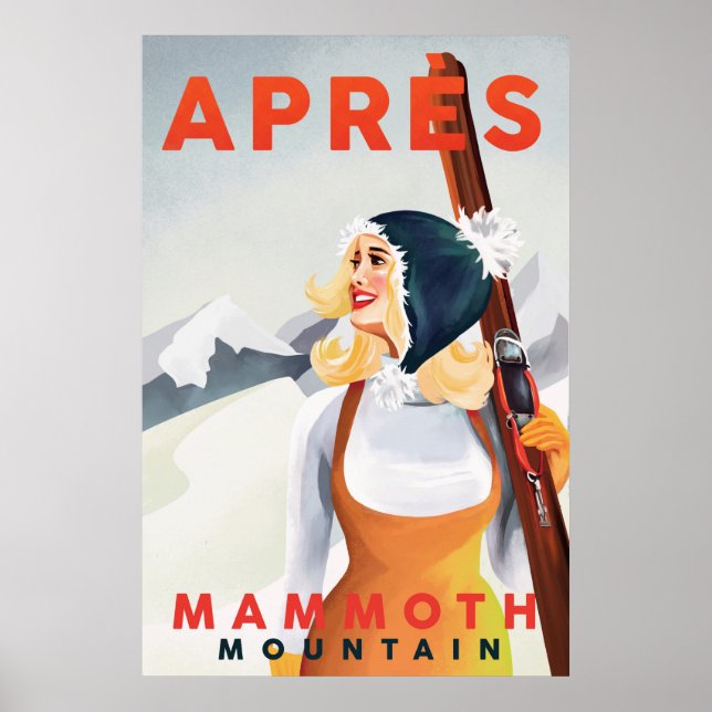 "Apres Ski Mammoth Mountain" Cool Retro Skiing Art Poster (Front)