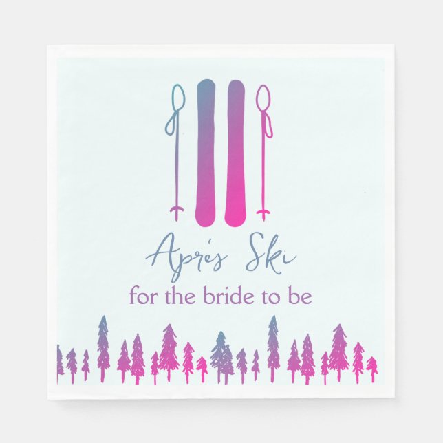 Apres Ski Neon Winter Bachelorette Party Napkin (Front)